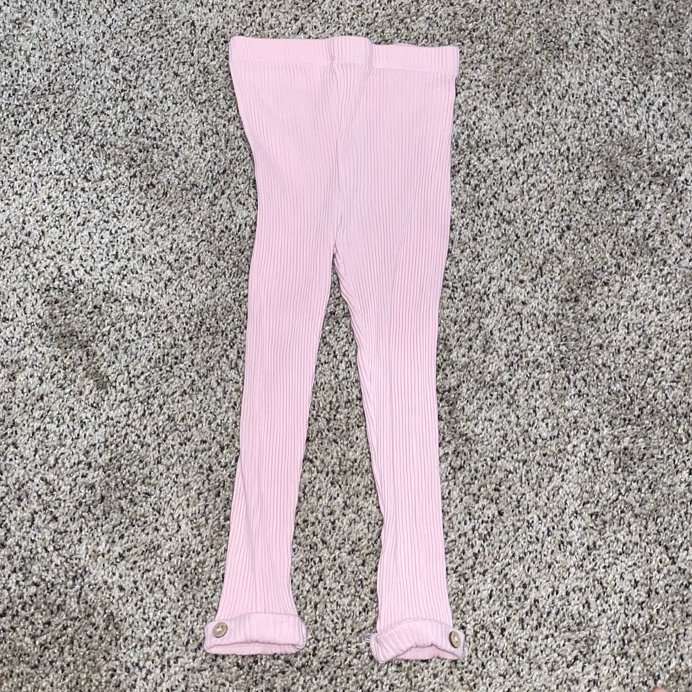 Pink ribbed mud pie leggings